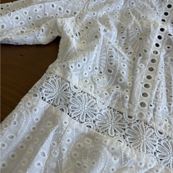 Elegant White Embroidered Dress - Picture 2 of 3